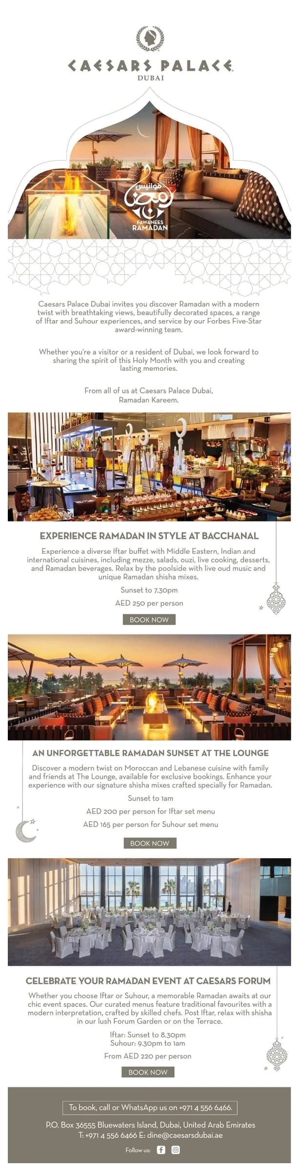 Caesars Palace Dubai hospitality campaign emailer